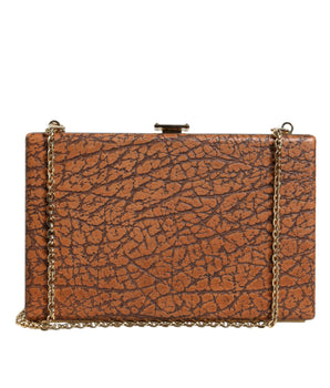 Dolce & Gabbana Brown Leather Gold Frame Clutch Mini Crossbody Bag