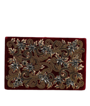 Dolce & Gabbana Red Velvet Gold Frame Clutch Evening Party Purse Bag