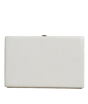 Dolce &amp; Gabbana White Leather Gold Frame Clutch Evening Party Purse Bag