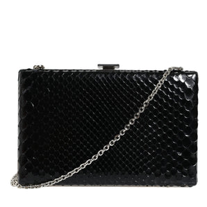 Dolce & Gabbana Black Leather Silver Frame Clutch Mini Crossbody Bag