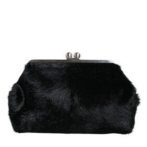 Dolce & Gabbana Black Fur Handbag Clutch Purse Pouch Bag