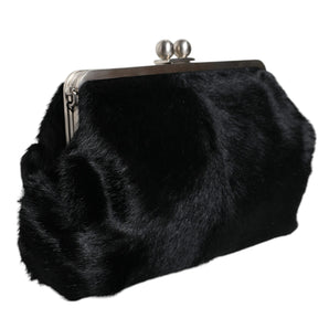 Dolce & Gabbana Black Fur Handbag Clutch Purse Pouch Bag