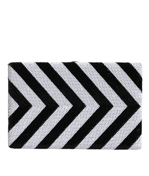 Dolce & Gabbana Black White Gold Frame Clutch Evening Party Purse Bag