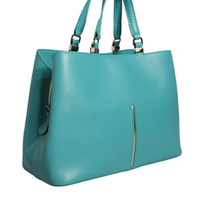 Patrizia Pepe Green Leather Women Shopping Tote Top Handle Bag