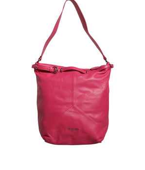 Patrizia Pepe Fuchsia Pink Leather Shoulder Purse Tote Bag