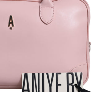 Aniye By Pink Leather Logo Top Handle Duffel Handbag Women Bag