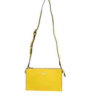 MSGM Yellow Leather Logo Crossbody Sling Shoulder Bag