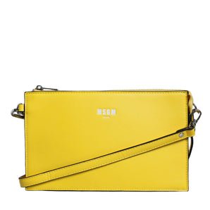 MSGM Yellow Leather Logo Crossbody Sling Shoulder Bag