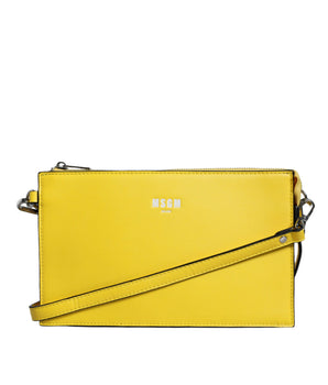 MSGM Yellow Leather Logo Crossbody Sling Shoulder Bag