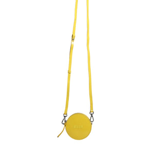 MSGM Yellow Leather Logo Crossbody Sling Shoulder Round Bag