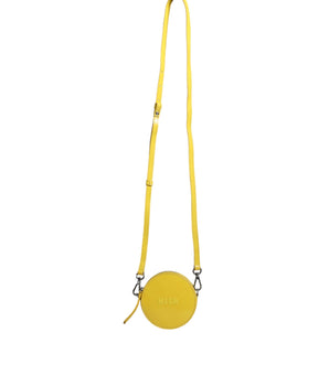 MSGM Yellow Leather Logo Crossbody Sling Shoulder Round Bag