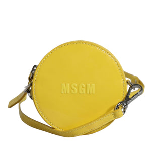 MSGM Yellow Leather Logo Crossbody Sling Shoulder Round Bag