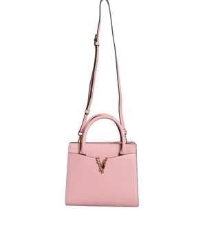 Versace Pink Small Top Handle Grainy Calf Leather Crossbody Bag