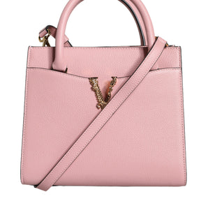 Versace Pink Small Top Handle Grainy Calf Leather Crossbody Bag