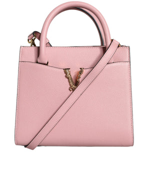 Versace Pink Small Top Handle Grainy Calf Leather Crossbody Bag