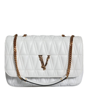 Versace White Mini Nappa Leather Crossbody Shoulder Bag