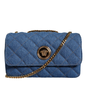 Versace Bolso bandolera de cuero vaquero acolchado azul