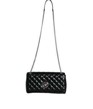 Versace Black Quilted Lambskin Leather Crossbody Shoulder Bag