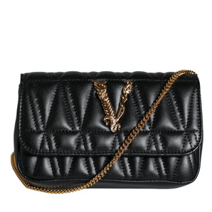 Versace Black Mini Nappa Leather Crossbody Shoulder Bag