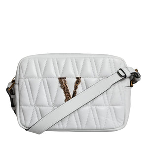 Versace White Quilted Nappa Leather Crossbody Shoulder Bag