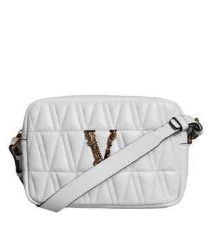 Versace White Quilted Nappa Leather Crossbody Shoulder Bag