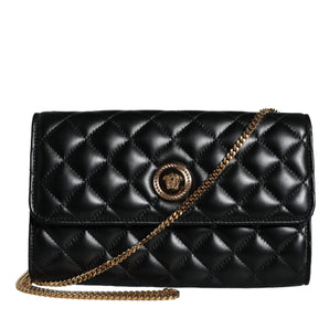 Bolso bandolera Versace de piel de napa acolchada negra