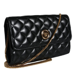 Bolso bandolera Versace de piel de napa acolchada negra