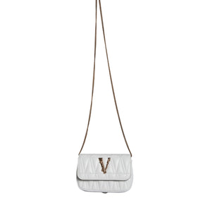 Versace White Quilted Nappa Leather Crossbody Shoulder Bag