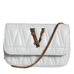 Versace White Quilted Nappa Leather Crossbody Shoulder Bag