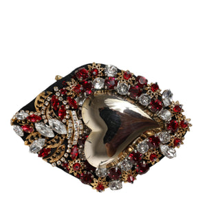 Dolce & Gabbana Gold Tone Brass Sacred Heart Crystal Embellished Brooch