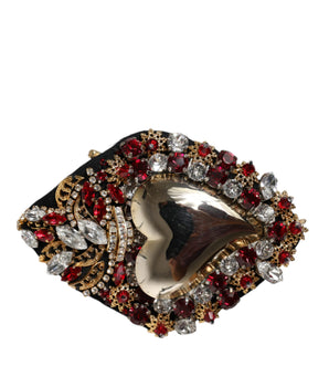 Dolce & Gabbana Gold Tone Brass Sacred Heart Crystal Embellished Brooch
