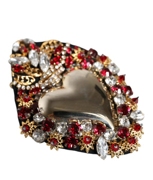 Dolce & Gabbana Gold Tone Brass Sacred Heart Crystal Embellished Brooch