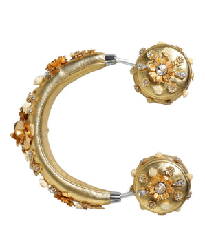Dolce & Gabbana Gold Leather Floral Crystal Angel Headset Headphones