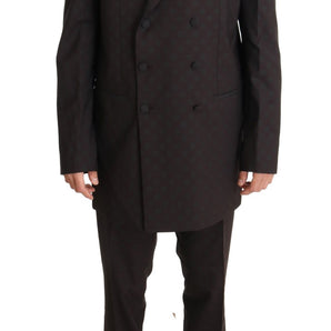 Dolce &amp; Gabbana Elegant Bordeaux Polka Dot Wool Suit