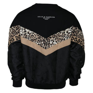 Dolce & Gabbana Black Leopard Crew Neck Sweatshirt Sweater