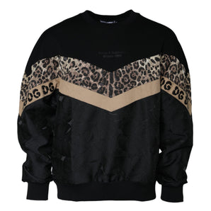 Dolce & Gabbana Black Leopard Crew Neck Sweatshirt Sweater