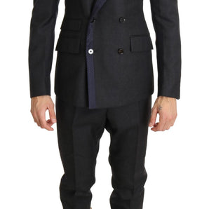 Dolce &amp; Gabbana Elegant Gray Polka Dot 3-Piece Suit