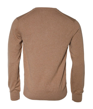 Dolce & Gabbana Brown Cashmere Knit V-neck Pullover Sweater