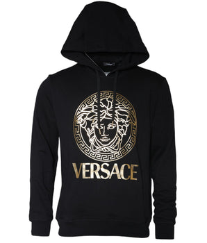 Versace Black Medusa Print Cotton HoodiePullover Sweatshirt Sweater