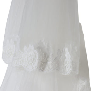 Dolce & Gabbana White Floral Lace Nylon Floor Length Wedding Veil