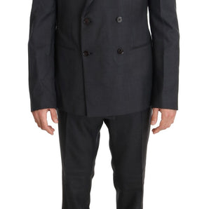 Dolce &amp; Gabbana Elegant Gray Double Breasted Wool Silk Suit