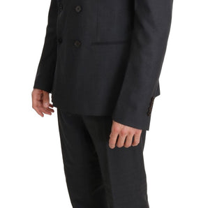 Dolce &amp; Gabbana Elegant Gray Double Breasted Wool Silk Suit