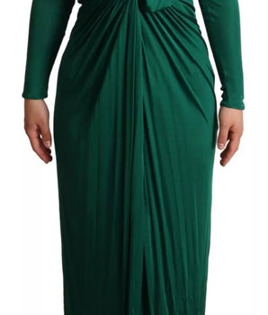 Dolce &amp; Gabbana Vestido midi de manga larga de viscosa verde oscuro