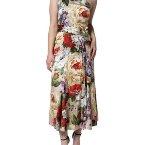 Dolce & Gabbana Multicolor Floral Silk Stretch One Shoulder Dress