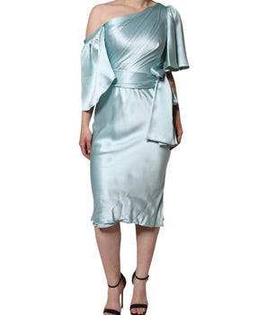 Dolce &amp; Gabbana Vestido de un hombro con corte de seda verde menta