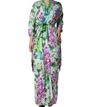 Dolce &amp; Gabbana Vestido cruzado elástico de seda floral multicolor