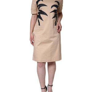 Moschino Beige Cotton Short Sleeve Knee Length Dress