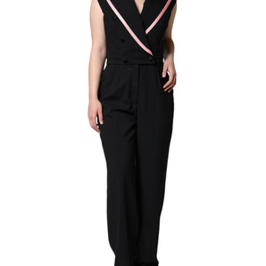 Dolce & Gabbana Black Wool Blend Sleeveless Jumpsuit Dress