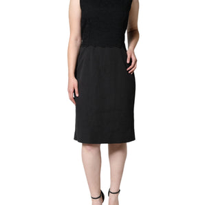 Dolce & Gabbana Black Cotton Sheath Knee Length Dress