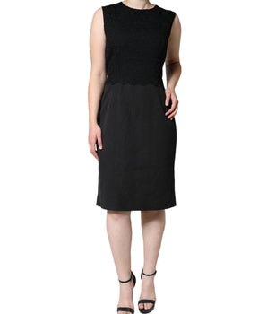 Dolce &amp; Gabbana Vestido tubo de algodón negro hasta la rodilla